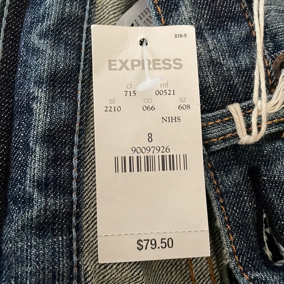 Express. X2 jeans with floral embroidery on back pockets. - Picture 9 of 9